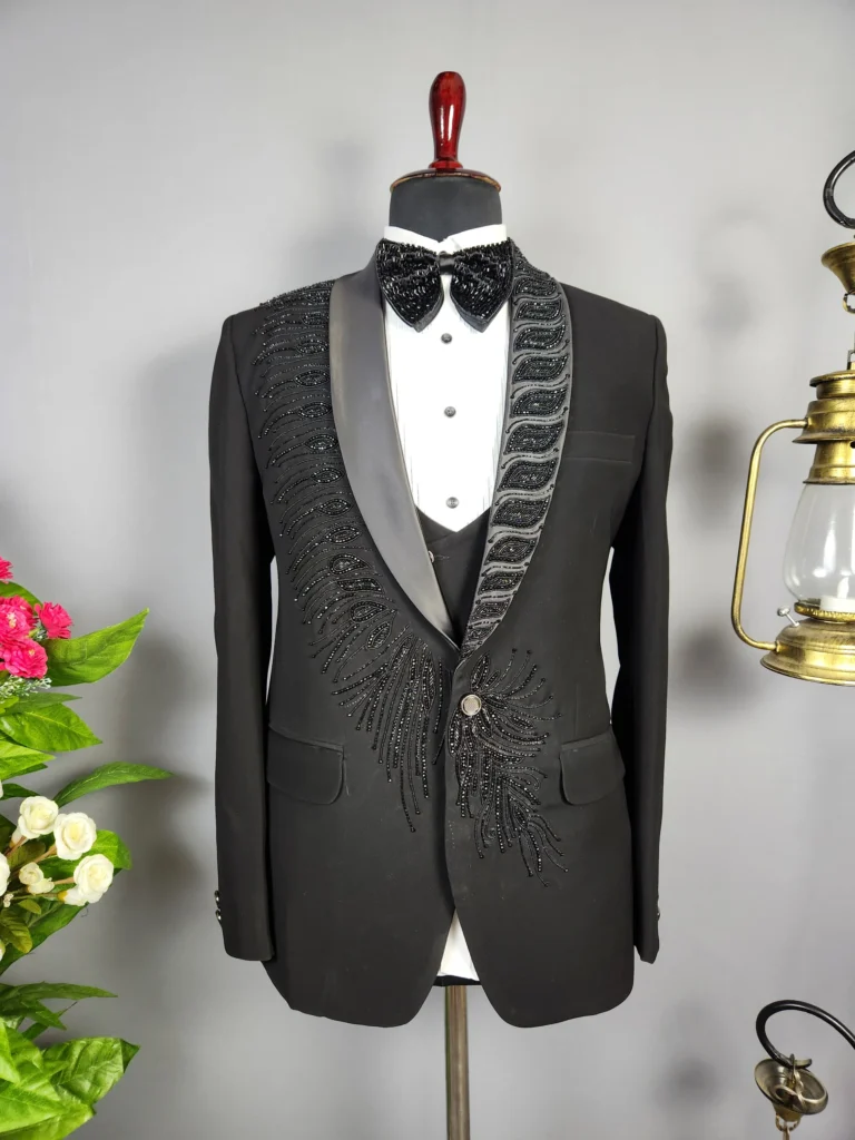 black wedding tuxedo men