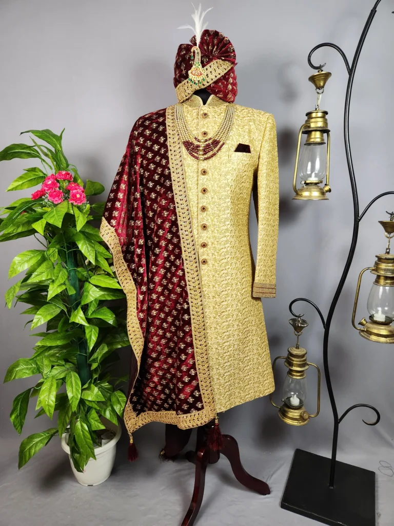 golden wedding sherwani