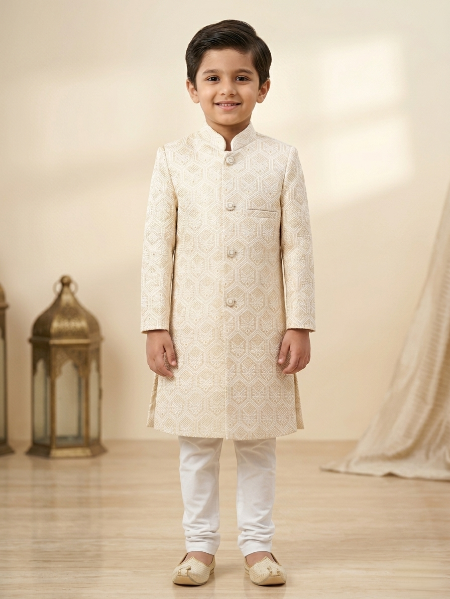 light peach embossed sherwani light peach embossed sherwani