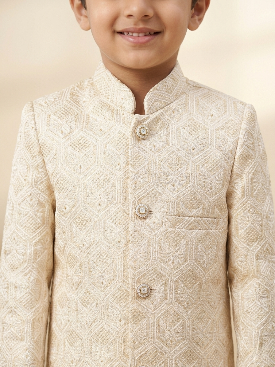 light peach embossed sherwani light peach embossed sherwani