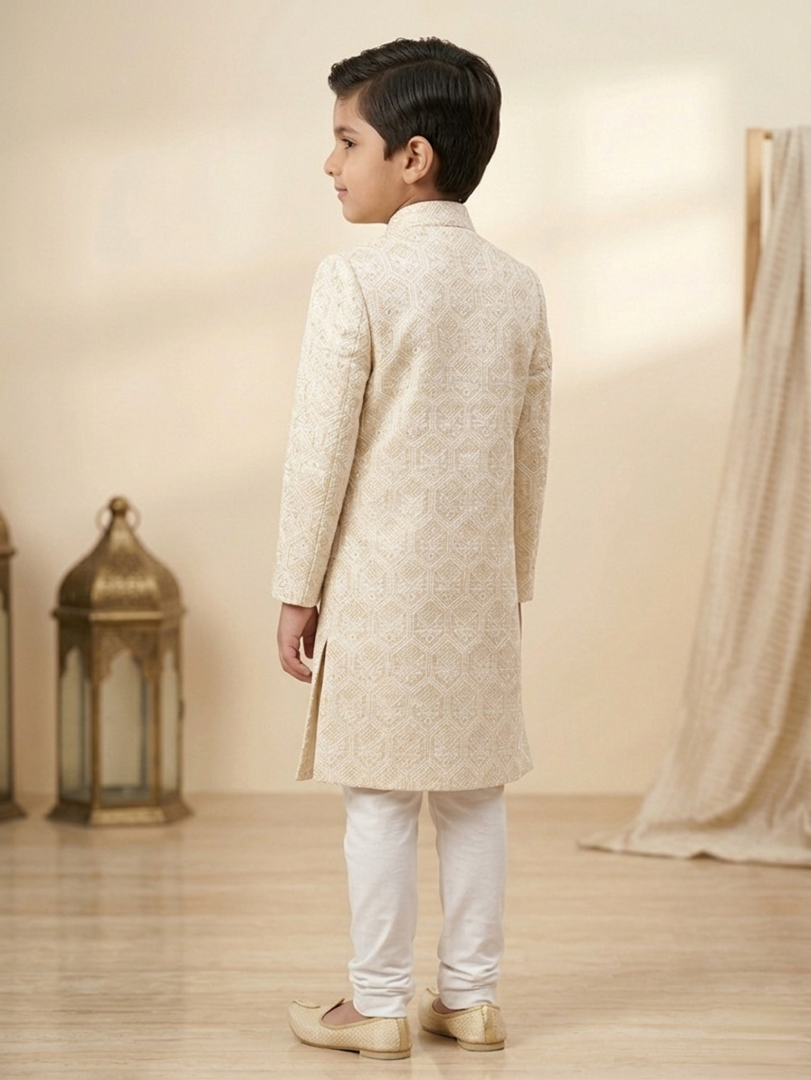 light peach embossed sherwani light peach embossed sherwani