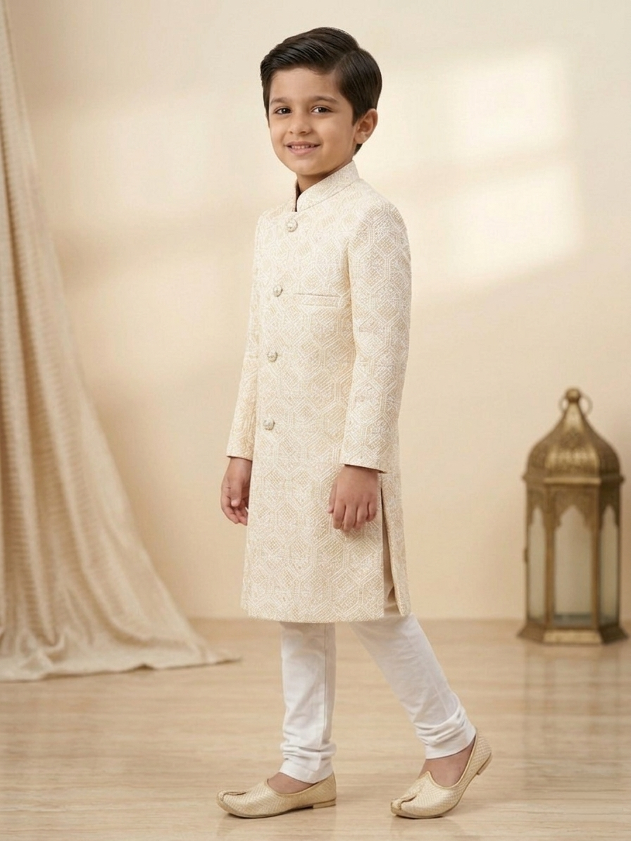light peach embossed sherwani light peach embossed sherwani