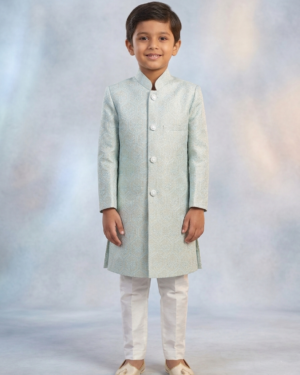 New Arrivals sea green embossed sherwani