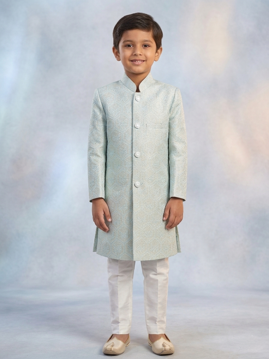 sea green embossed sherwani sea green embossed sherwani