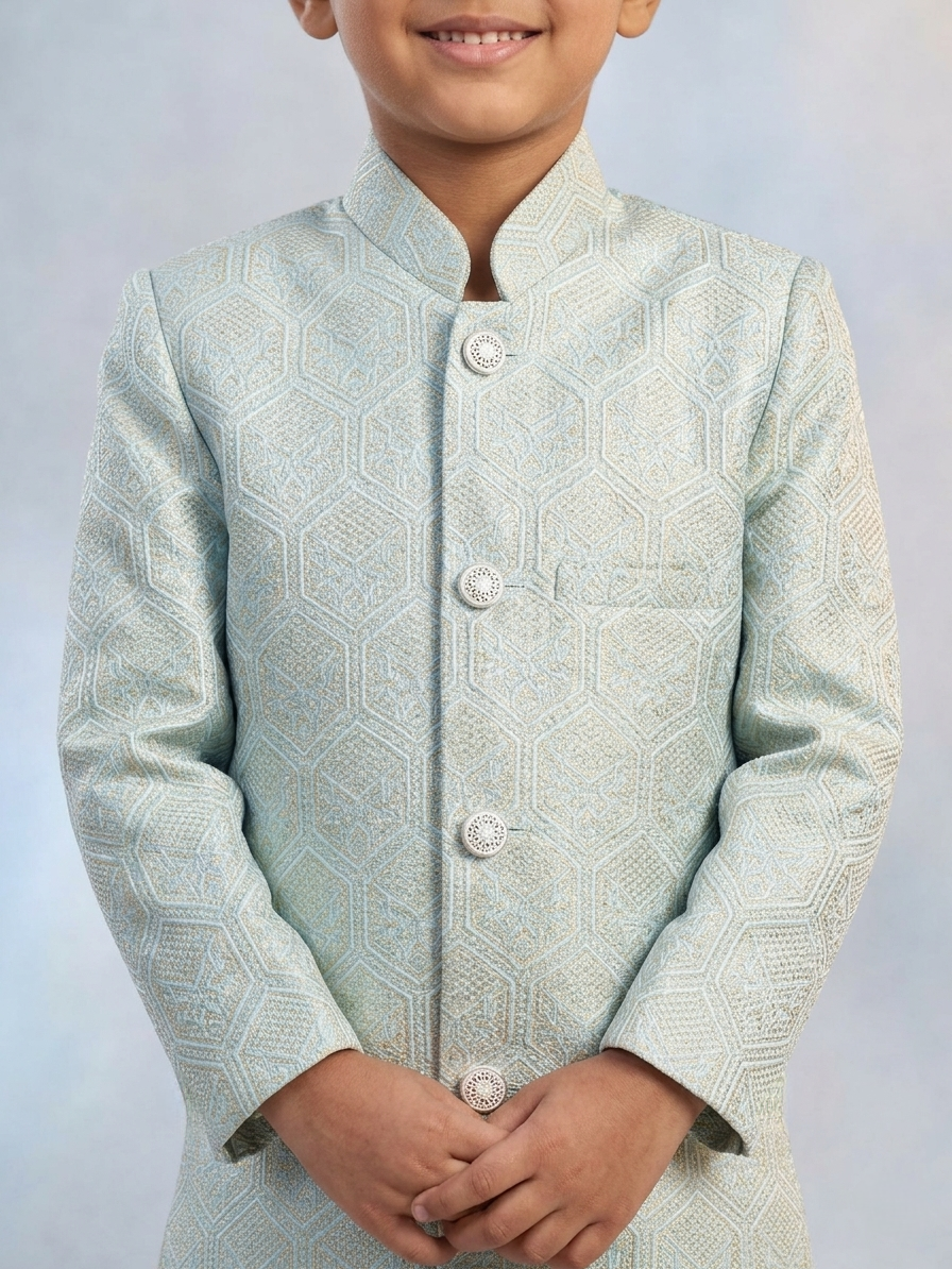 sea green embossed sherwani sea green embossed sherwani
