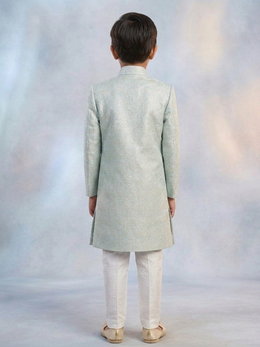 sea green embossed sherwani sea green embossed sherwani