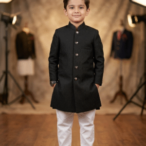 Collections black embossed sherwani