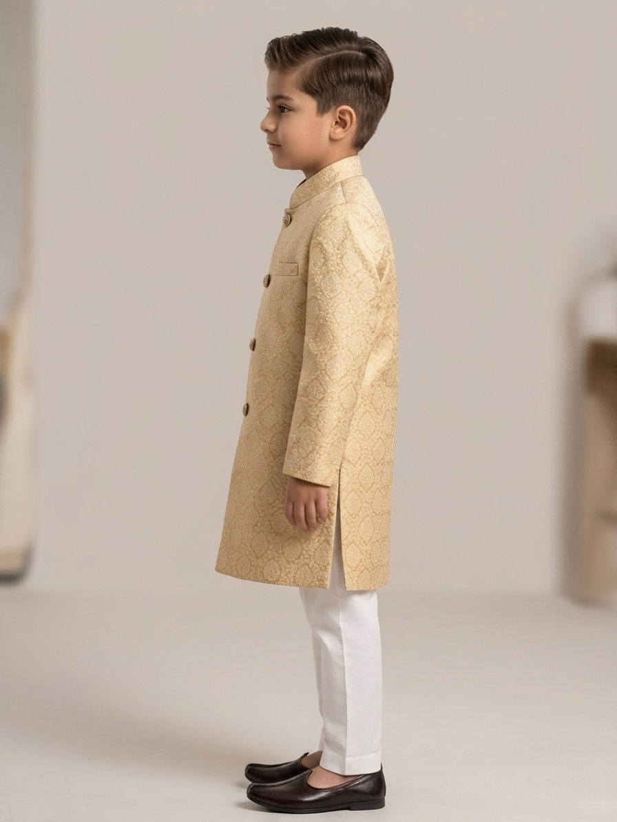 golden embossed sherwani golden embossed sherwani