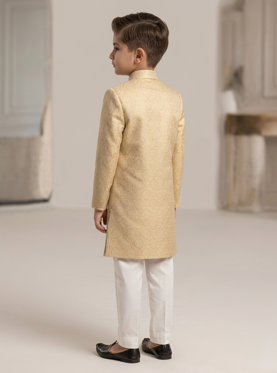 golden embossed sherwani golden embossed sherwani