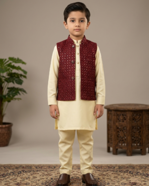 New Arrivals mahroon sequence waistcoat pair