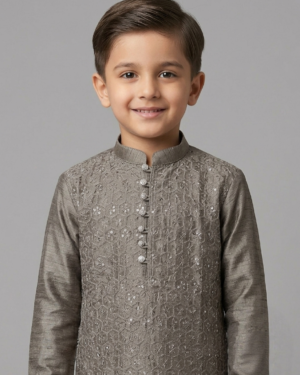 slate grey sequence work kurta pajama