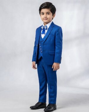 royal blue check three piece suit
