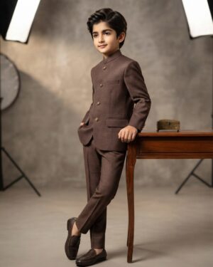 brown classic check prince coat suit