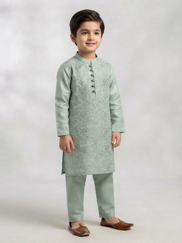 sea green sequence work kurta pajama