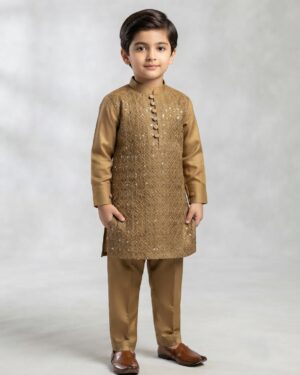 mustard brown sequence work kurta pajama