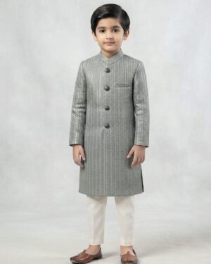 ash grsherwani silver zari style